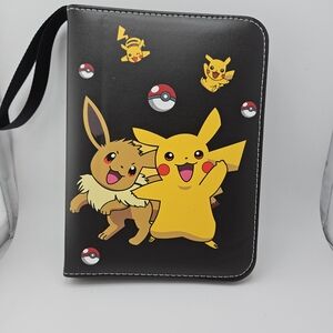 Pokemon Black Trading Card Binder with Pikachu and Eevee